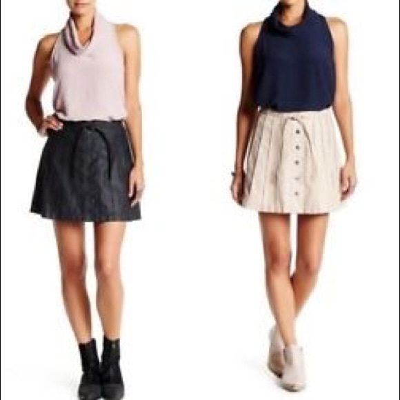 Free People Dresses & Skirts - Free People Faux Leather Pleated A Line Skirt C